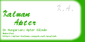 kalman apter business card